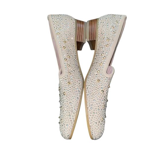 Stuart Weitzman Slipbeads Beige Blush Suede Gold Studded Loafer Flats size 7.5 - Picture 7 of 11